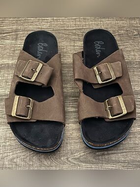 Boden Men’s Double Strap Leather Nubuck Sandals Brown Color Size 10